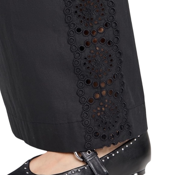 Sea New York Maeve Black Cotton Open Embroidered Side Panel Pants Women’s XS - Picture 2 of 8